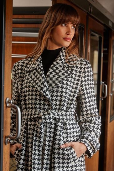 Houndstooth sales wrap coat
