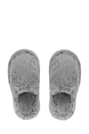 Loungeable Grey Super Chunky Closed Toe Mule Slippers