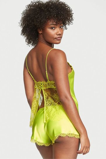 Buy Victoria s Secret Lime Citron Yellow Satin and Lace Cami Set