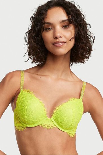 Buy Victoria's Secret Limelight Green Lace Shine Strap Push Up Bra from Next  Luxembourg