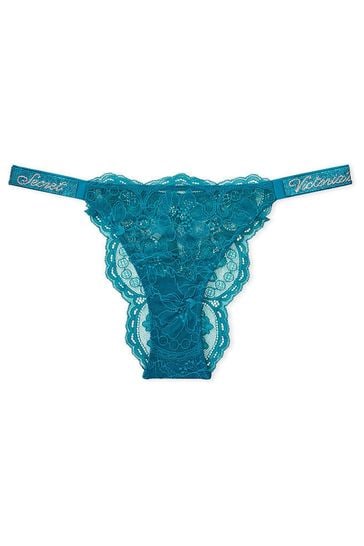 Buy Victoria's Secret Evening Tide Blue Lace Brazilian Shine Strap Knickers  from Next Denmark