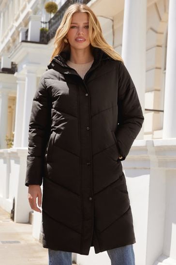 Friends Like These Black Petite Quilted Duvet Coat