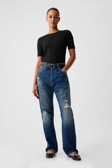 Buy Gap Black Modern Short Sleeve Crew Neck T shirt from Next