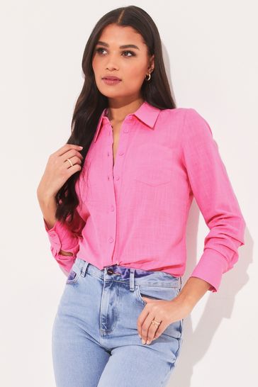 Lipsy Pink Pocket Button Up Shirt