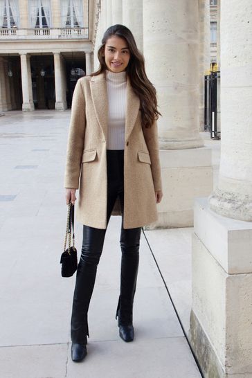 Camel discount boucle coat