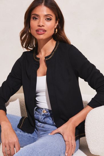 Lipsy Black Chain Trim Cardigan