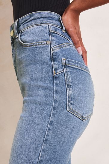 Buy Lipsy Blue Sculpt High Waist Straight Leg Harper Jeans from