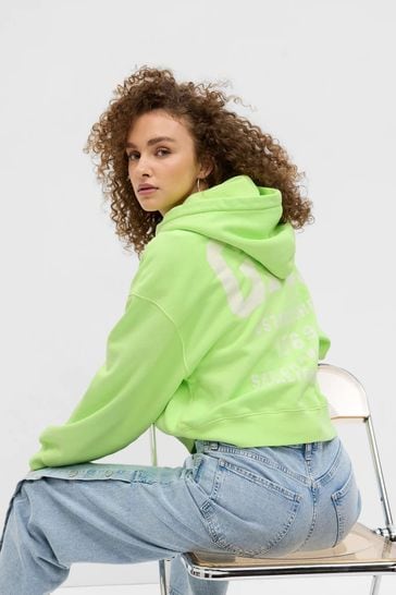 Neon pink top cropped hoodie