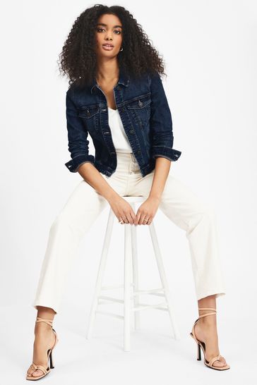 Fitted dark shop denim jacket