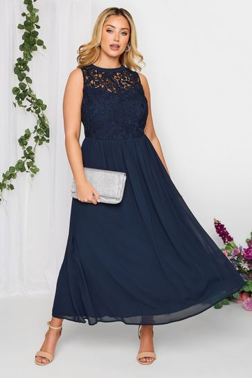 Buy Yours Curve Blue London Occasion Lace Maxi Dress from Next