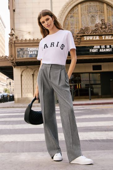 Buy Friends Like These Wide Leg Button Front Smart Workwear Trousers ...