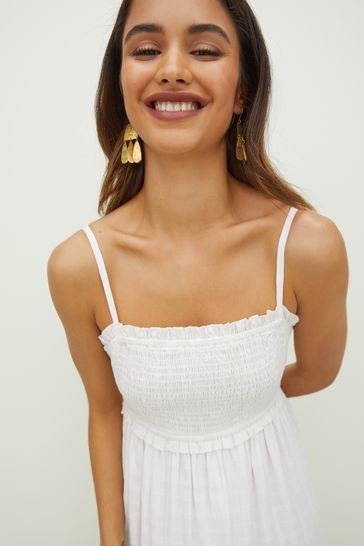 Casual Chic White Ruched Skirt