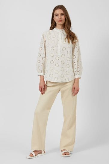 Great Plains White Daisy Cut Out Long Sleeve Shirt