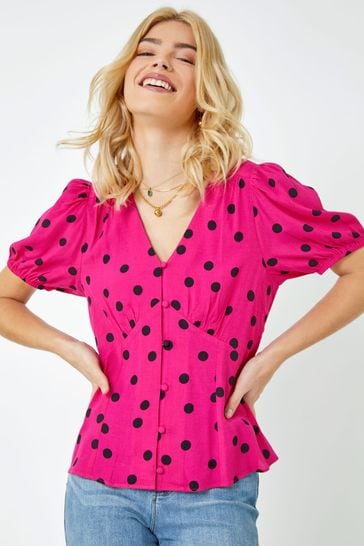 Pink polka hot sale dot blouse