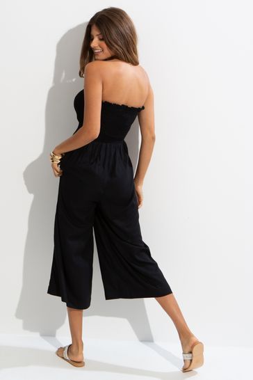 Buy Pour Moi Black Shirred Bodice Culotte Jumpsuit from Next