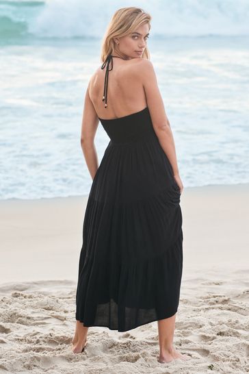 Black tie cheap halter dress