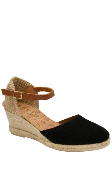 Buy Ravel Black Suede Leather Wedge Espadrille from Next Luxembourg