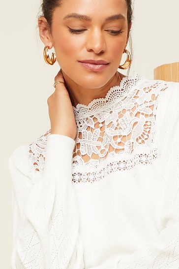 White outlet lace jumper