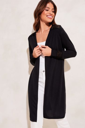 Womens black longline cardigan hot sale