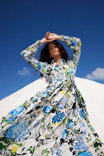 Buy Mary Katranzou x Lipsy Floral Print Pleated Skirt Long Sleeve Midi Shirt Dress from Next Denmark
