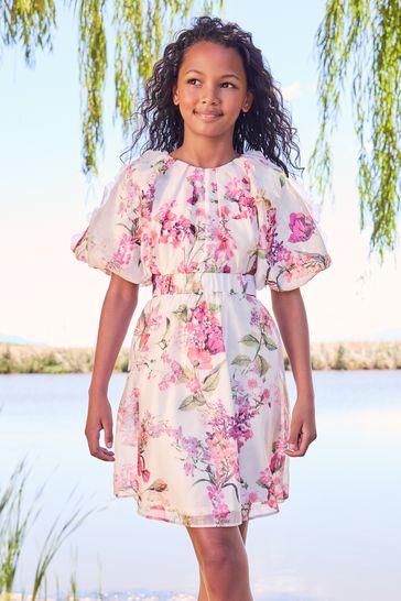 Lipsy Pink Puff Sleeve Occasion Dress (3yrs-16yrs)