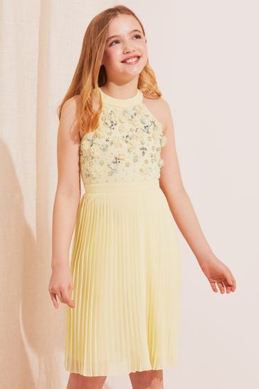 Buy Lipsy Yellow Pleated Halter Occasion Dress from Next Ireland