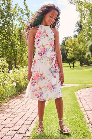 Lipsy white halter neck dress online