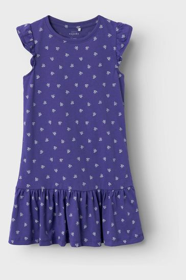 Buy Name It Purple Flower Print Jersey Dress from Next Luxembourg