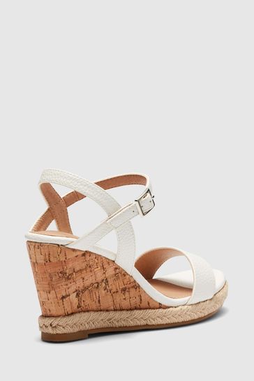 Novo White Regular Fit Booma Cork Wedge Sandal