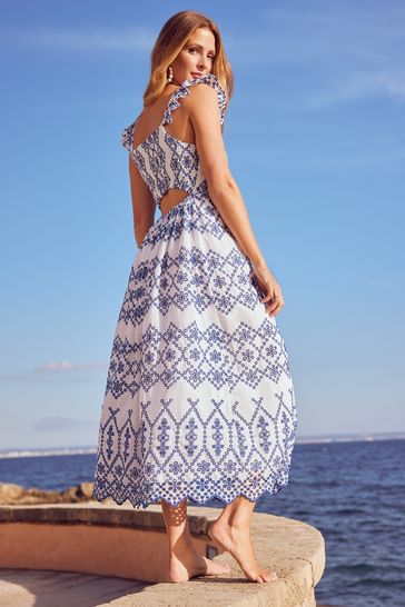 Blue and white contrast dress hotsell