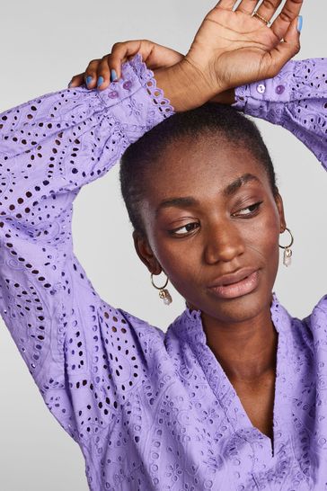 Buy Y.A.S Lilac Broderie Long Sleeved Dress from Next Denmark