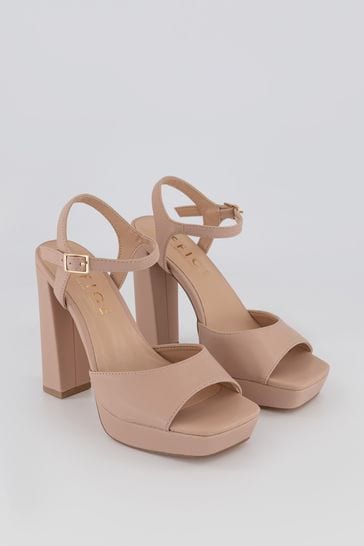 Office Pink Wide FIt Hearty Square Toe Platform Block Heeled Sandals