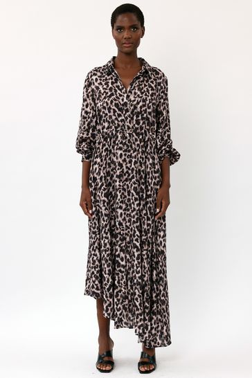 Buy Religion Black Print Shirt Dress With High Low Hem And Tie