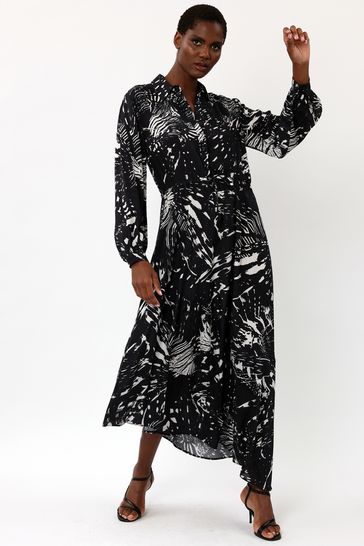 Buy Religion Black Shirt Dress With High Low Hem And Tie Waist
