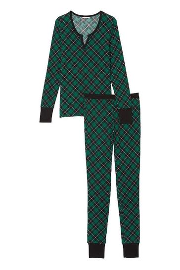 Buy Victoria s Secret Spruce Green Tartan Long Pyjamas from Next