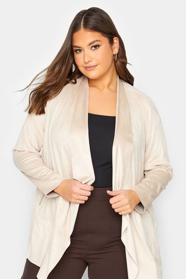 Faux suede waterfall jacket top