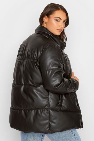 Black pu new arrivals puffer jacket
