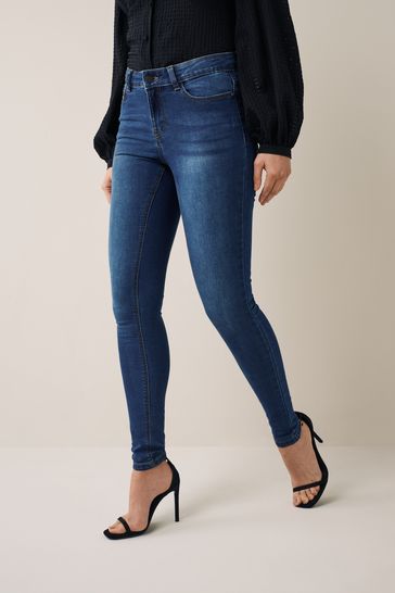 NOISY MAY Blue Billie Mid Rise Stretch Skinny Jeans