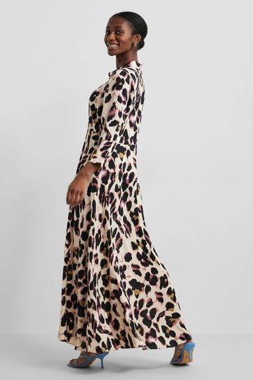 Leopard print sales maxi shirt dress