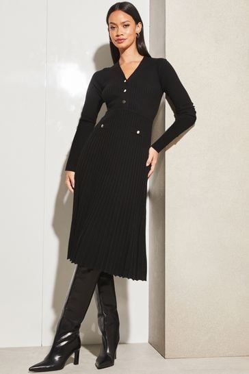 Lipsy button store sleeve knitted dress