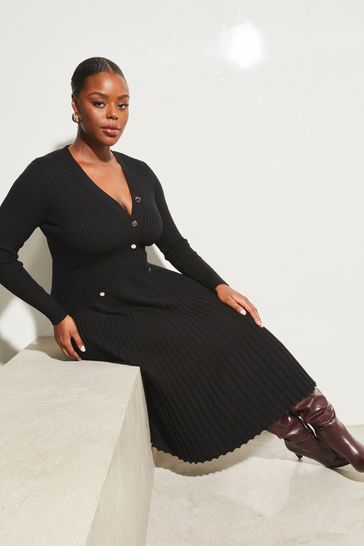 Lipsy button sleeve knitted dress cheap