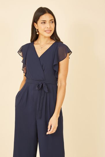 Navy ruffle jumpsuit store