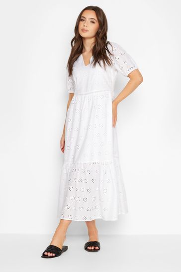 PixieGirl Petite White Broderie Maxi Dress