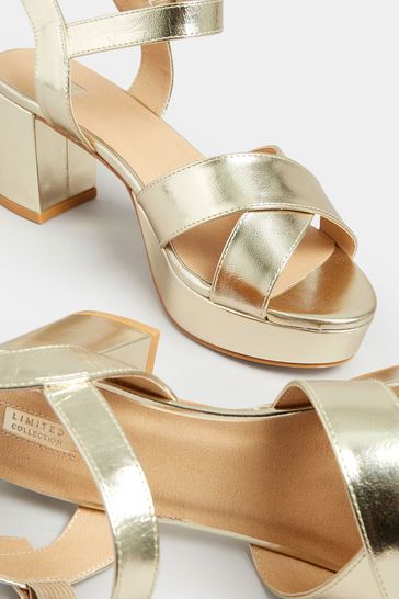 Buy Yours Curve Gold Wide Fit Metallic Platform Sandal from Next