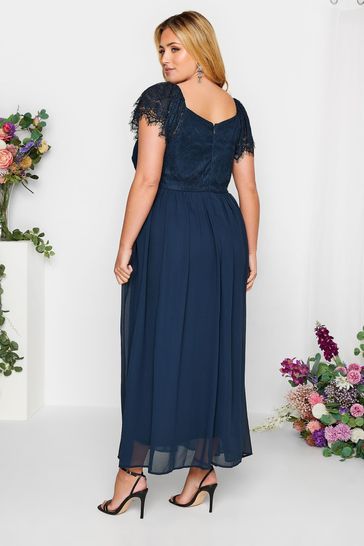 Yours Curve Blue London Occasion Lace Wrap Maxi Dress
