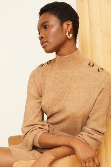 Camel cable knit sweater hot sale