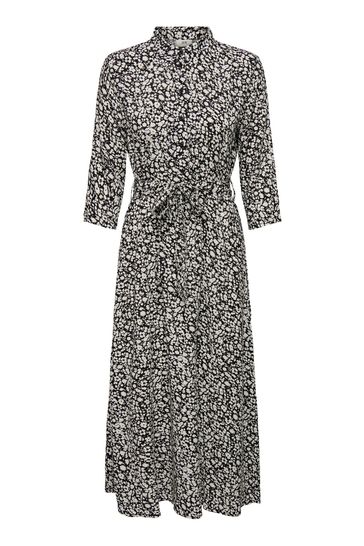 Buy JDY Black Ditsy Floral Printed Midi Shirt Dress from Next Denmark