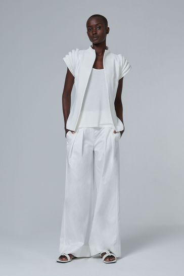Buy leem Cream Wide Leg Pleated Trousers from Next Croatia