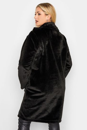 Black oversized faux fur outlet coat