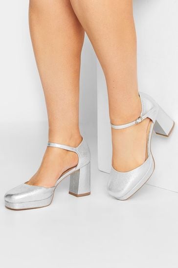 Buy Yours Curve Silver Extra Wide Fit Platform Court Shoe from Next Netherlands